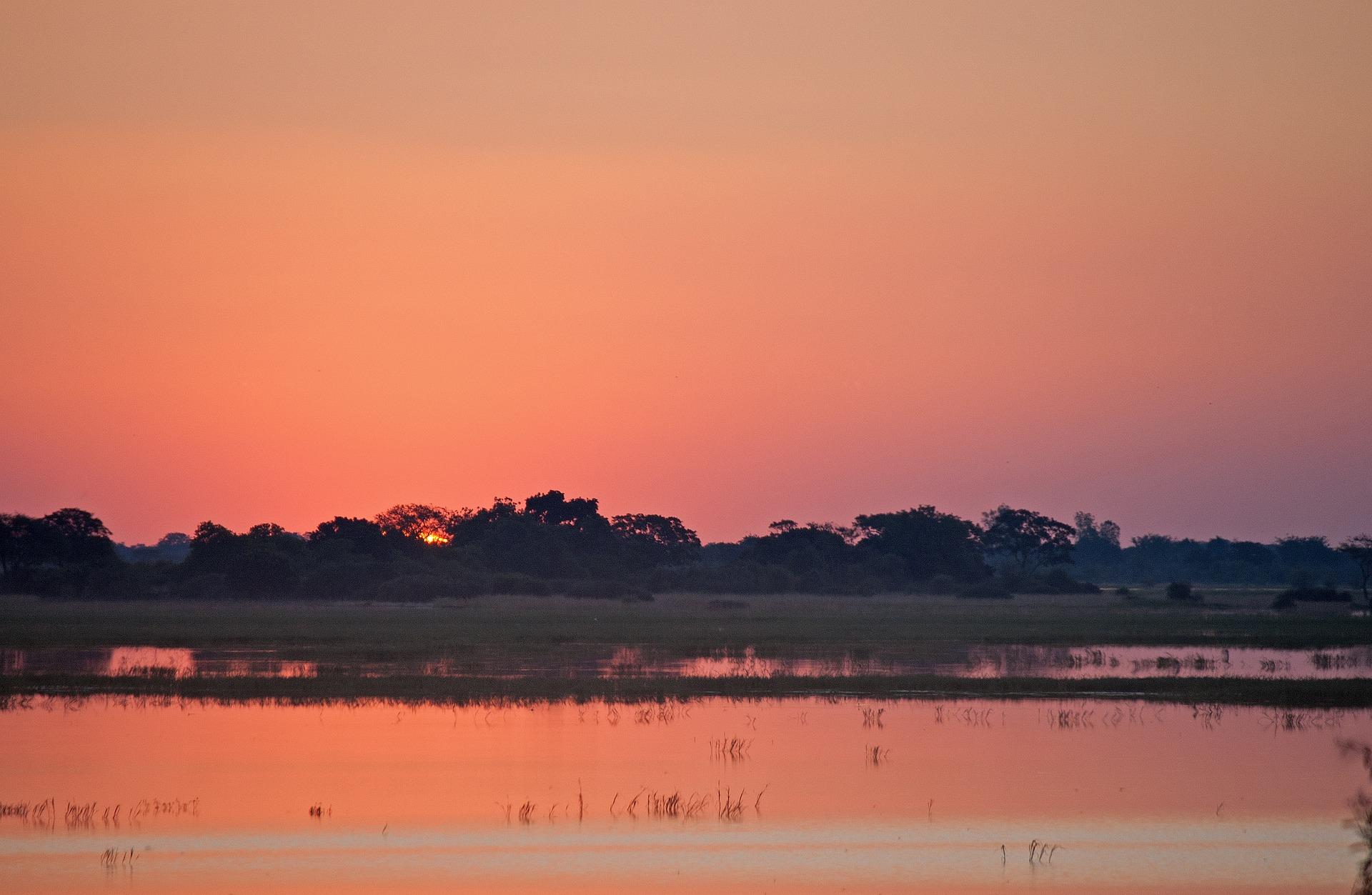 sunset over river